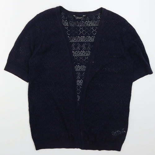 BHS Womens Blue V-Neck  Cotton Cardigan Jumper Size 10