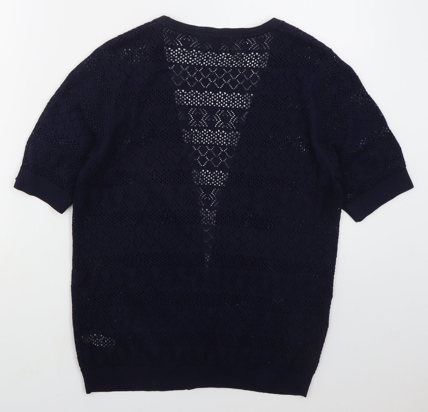 BHS Womens Blue V-Neck  Cotton Cardigan Jumper Size 10