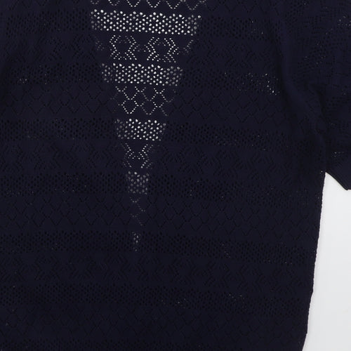 BHS Womens Blue V-Neck  Cotton Cardigan Jumper Size 10