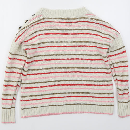 NEXT Womens Beige Boat Neck Striped Acrylic Pullover Jumper Size M   - Pink