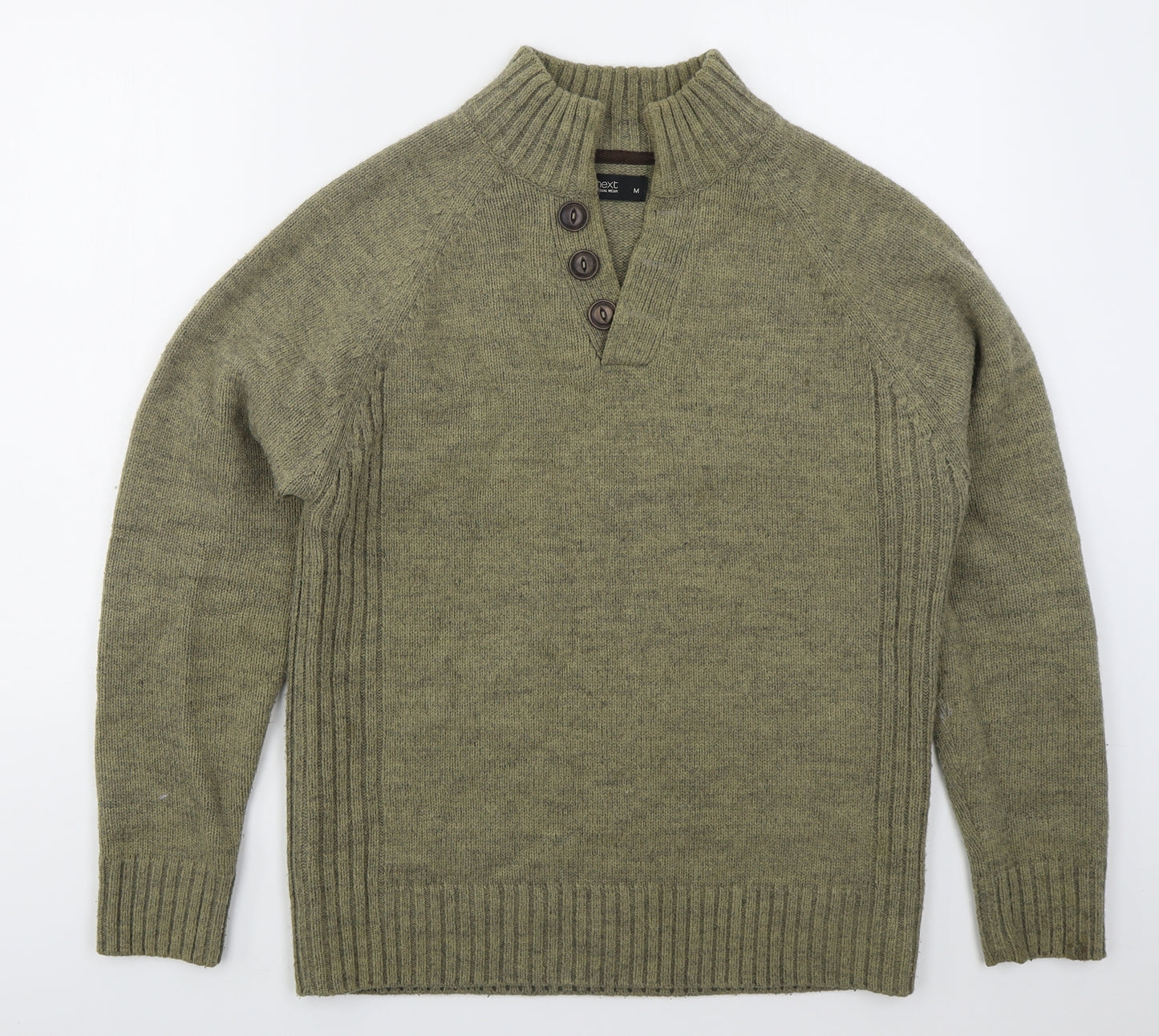 NEXT Mens Beige V-Neck  Acrylic Pullover Jumper Size M