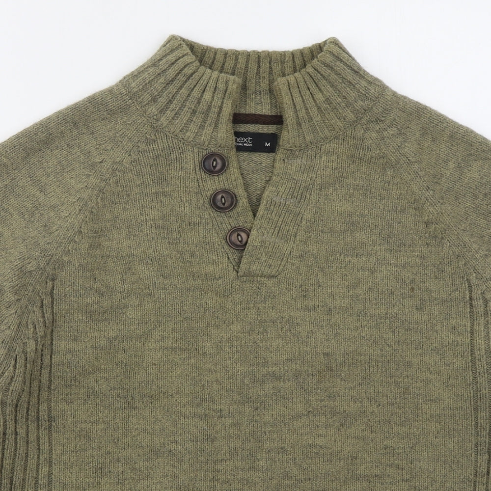 NEXT Mens Beige V-Neck  Acrylic Pullover Jumper Size M