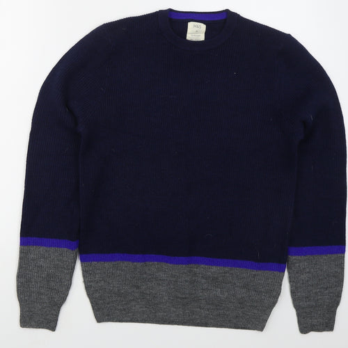 Marks and Spencer Mens Blue Crew Neck  Polyester Pullover Jumper Size M