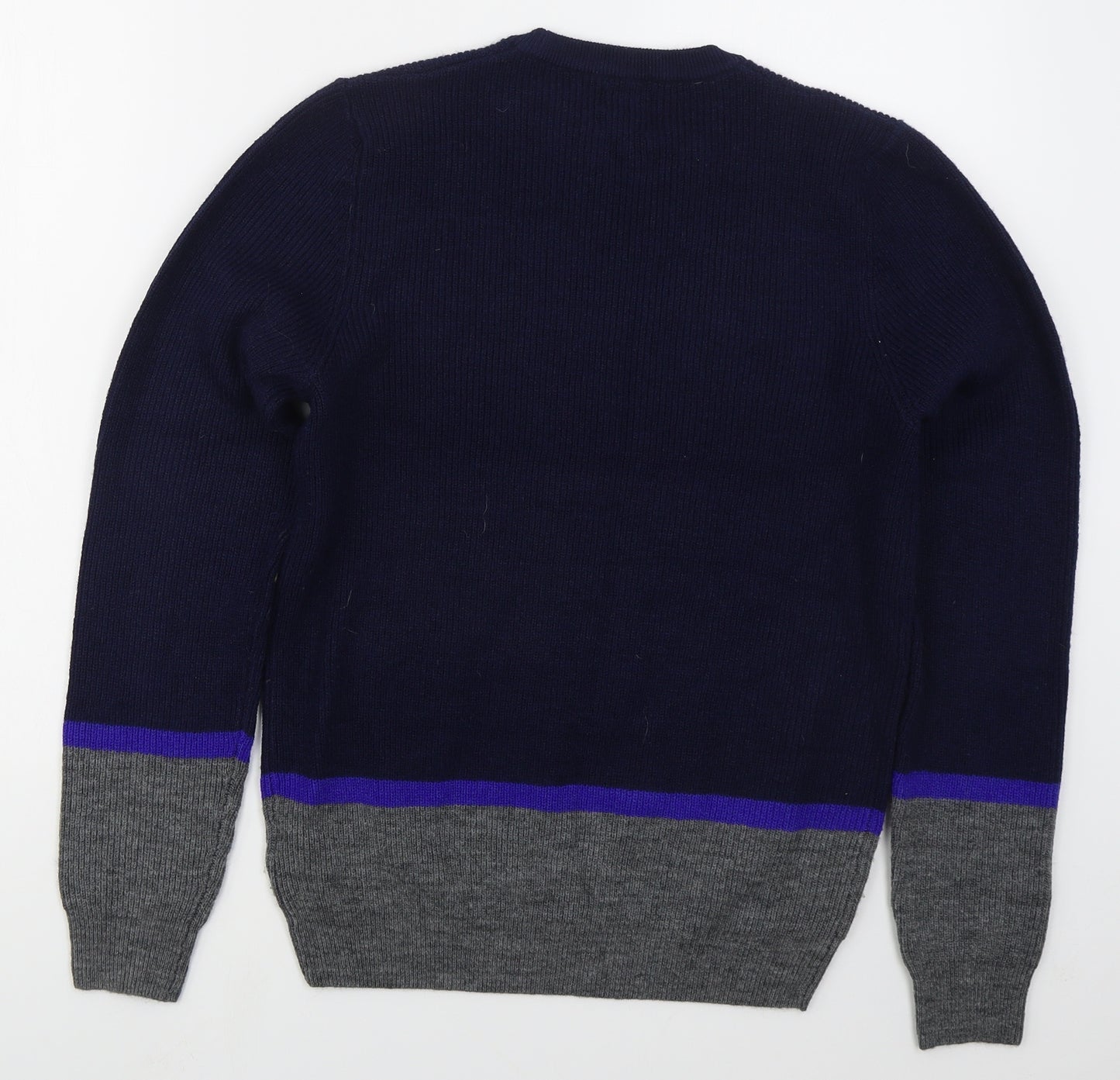 Marks and Spencer Mens Blue Crew Neck  Polyester Pullover Jumper Size M
