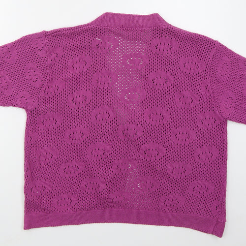 Gazelle Womens Pink V-Neck  Cotton Cardigan Jumper Size XL
