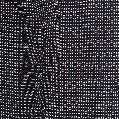 H&M Womens Blue Geometric Cotton Trousers  Size 10 L25 in Regular Zip