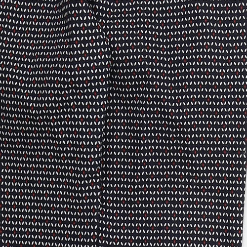 H&M Womens Blue Geometric Cotton Trousers  Size 10 L25 in Regular Zip