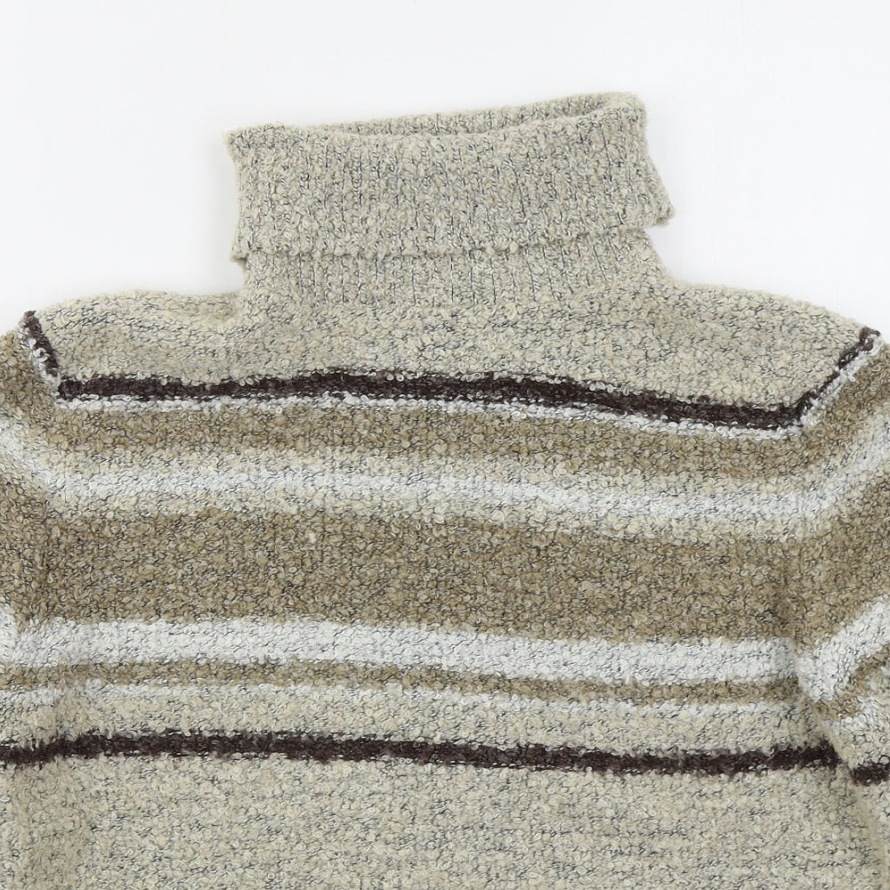 Elizabeth Scott Womens Beige Roll Neck Striped Acrylic Pullover Jumper Size L