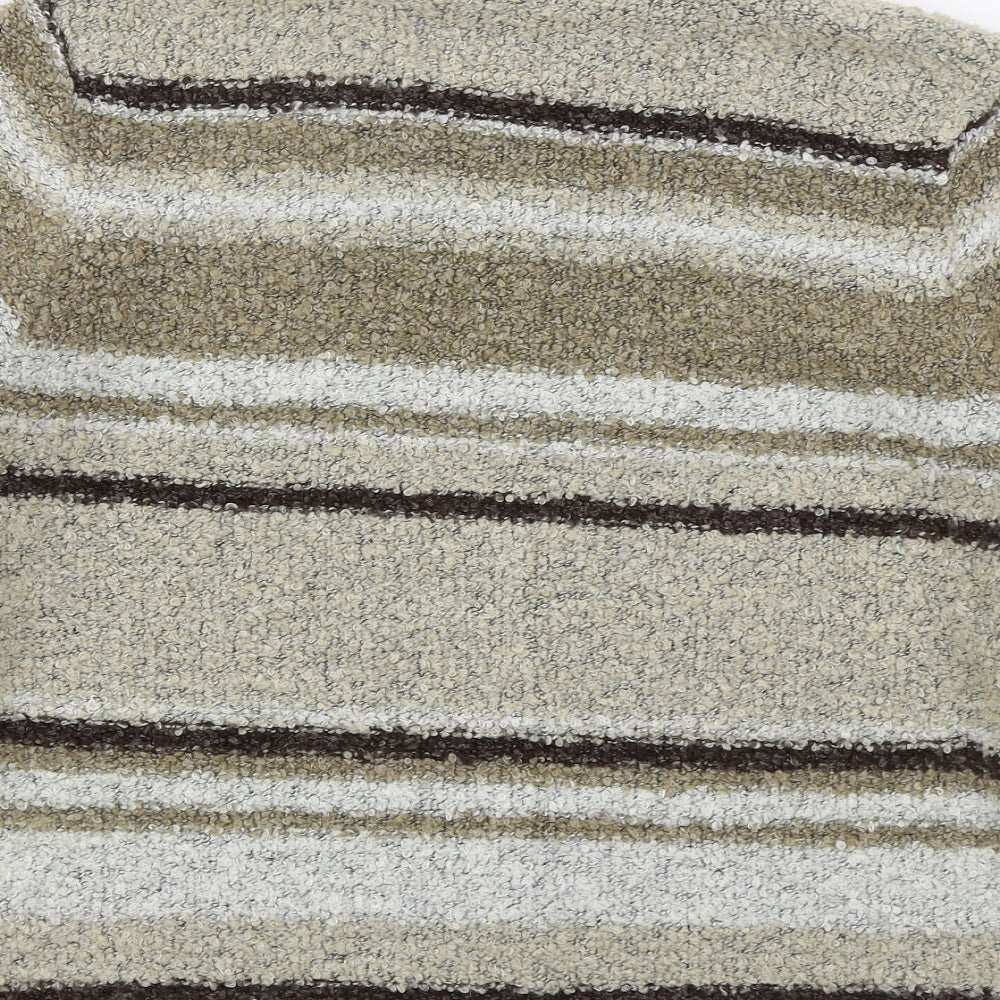 Elizabeth Scott Womens Beige Roll Neck Striped Acrylic Pullover Jumper Size L