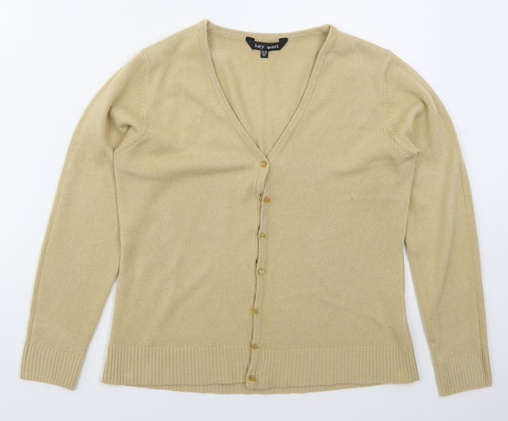 Key West Womens Beige V-Neck Acrylic Cardigan Jumper Size 14