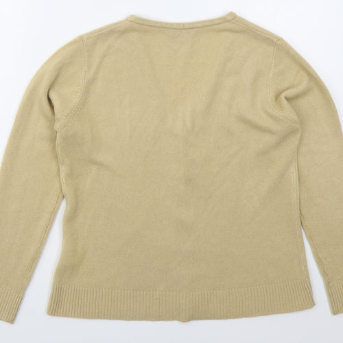 Key West Womens Beige V-Neck  Acrylic Cardigan Jumper Size 14