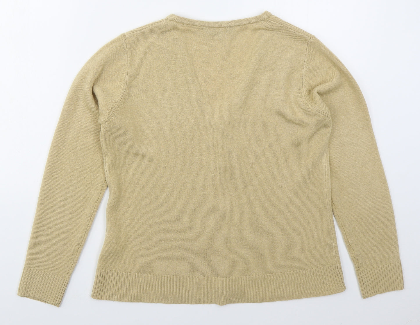 Key West Womens Beige V-Neck  Acrylic Cardigan Jumper Size 14