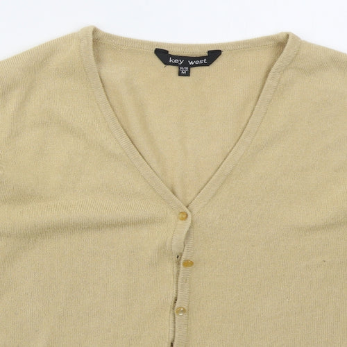 Key West Womens Beige V-Neck  Acrylic Cardigan Jumper Size 14