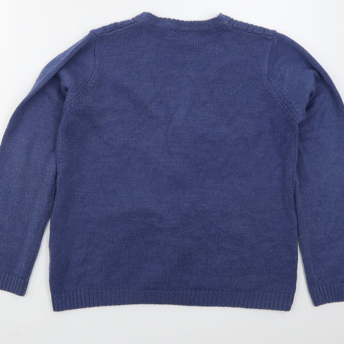 EWM Womens Blue V-Neck  Acrylic Cardigan Jumper Size 10