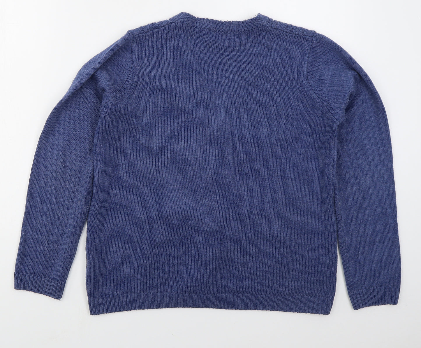 EWM Womens Blue V-Neck  Acrylic Cardigan Jumper Size 10