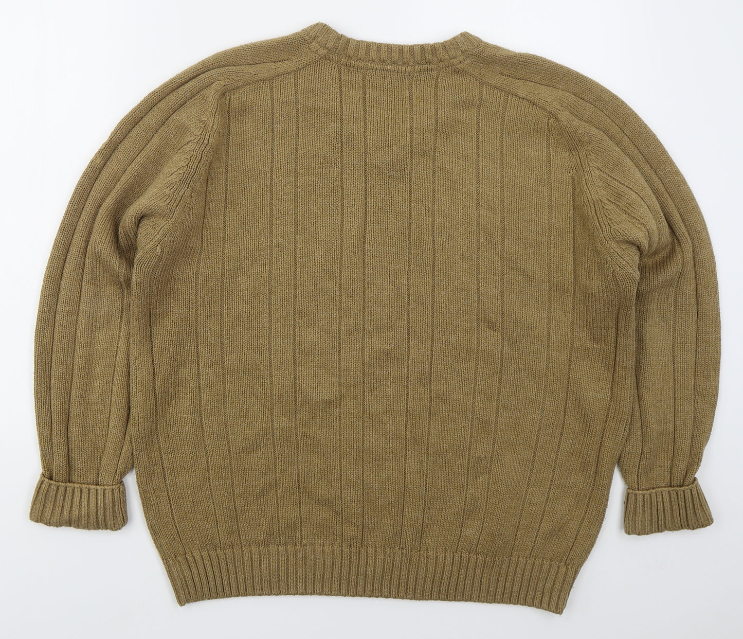 PG Field Mens Brown V-Neck  Acrylic Pullover Jumper Size L