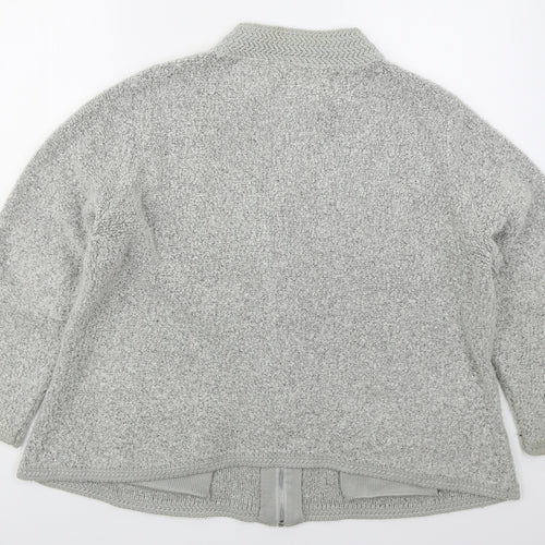 Bonmarché Womens Grey Round Neck  Acrylic Full Zip Jumper Size M