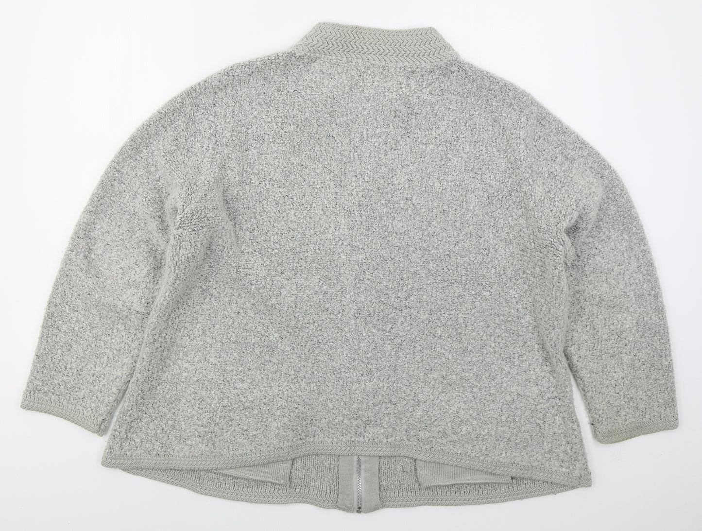 Bonmarché Womens Grey Round Neck  Acrylic Full Zip Jumper Size M