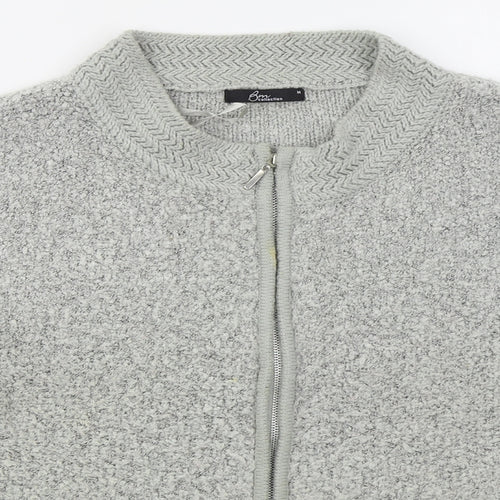 Bonmarché Womens Grey Round Neck  Acrylic Full Zip Jumper Size M