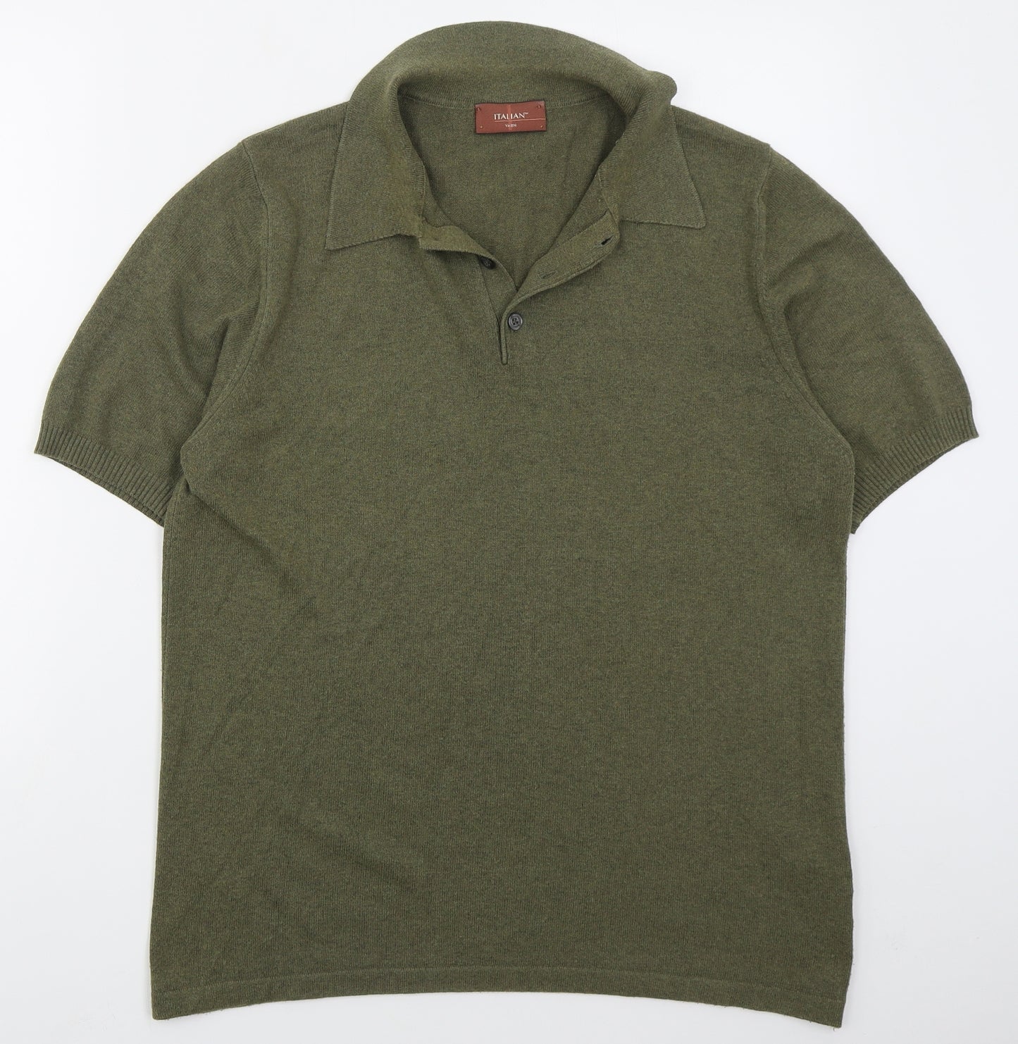 Marks and Spencer Mens Green  Acrylic  Polo Size L Collared Pullover