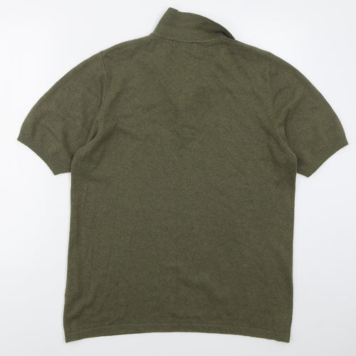Marks and Spencer Mens Green  Acrylic  Polo Size L Collared Pullover