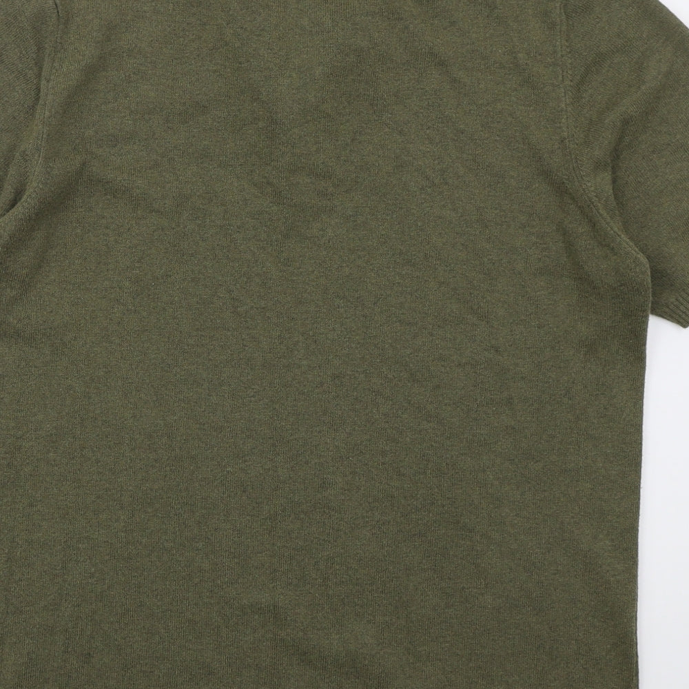 Marks and Spencer Mens Green  Acrylic  Polo Size L Collared Pullover