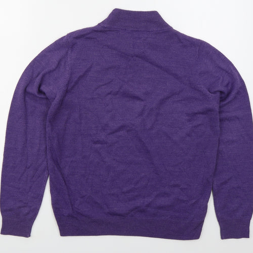EWM Womens Purple Mock Neck  Acrylic Pullover Jumper Size 10