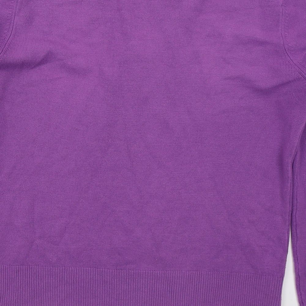 Dorothy Perkins Womens Purple V-Neck  Acrylic Pullover Jumper Size 14