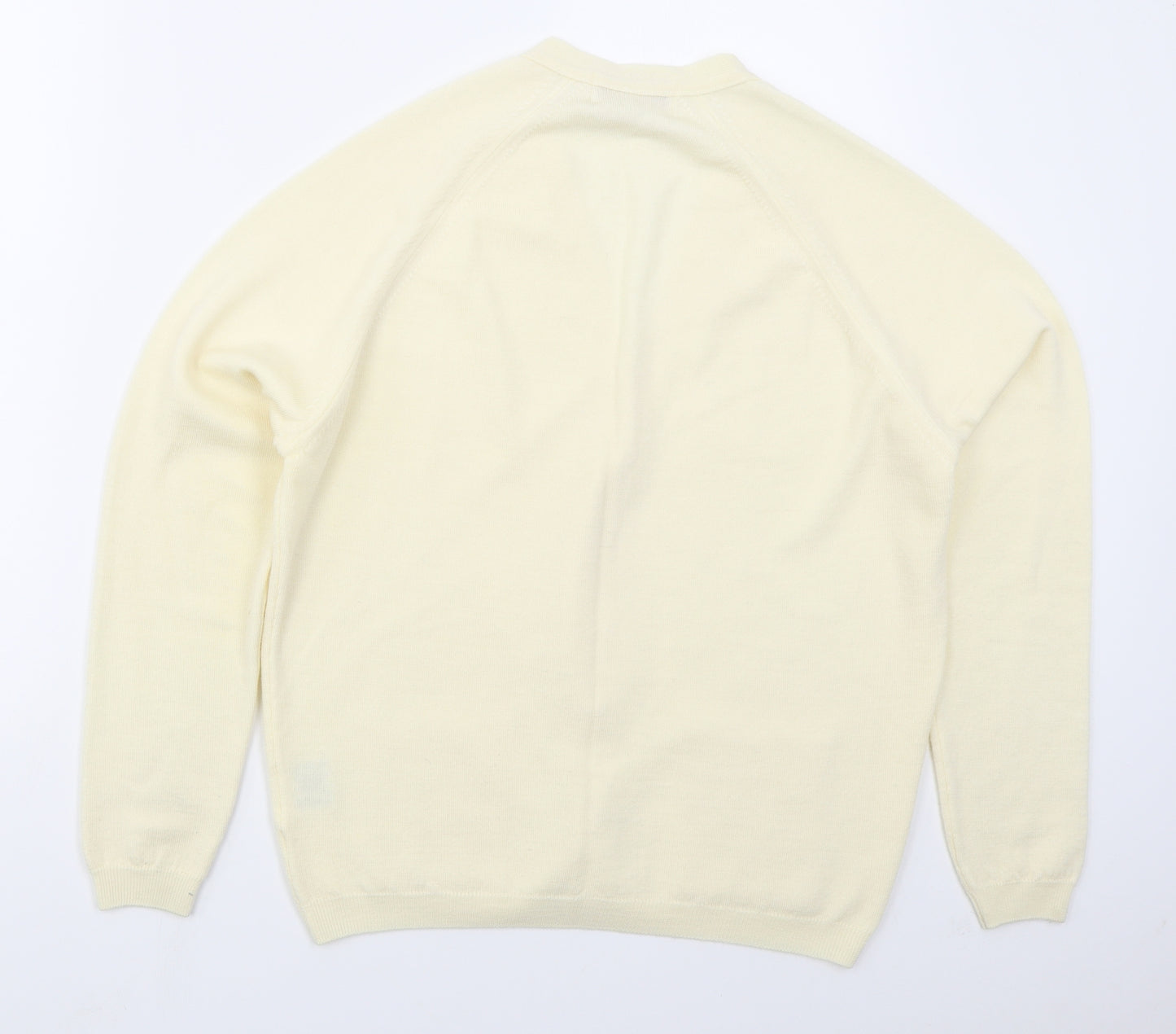 EWM Womens Yellow V-Neck  Wool Cardigan Jumper Size 14