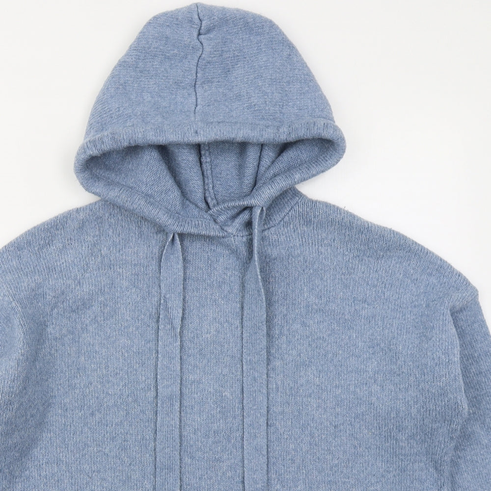 H&M Womens Blue  Acrylic Pullover Hoodie Size L  Pullover