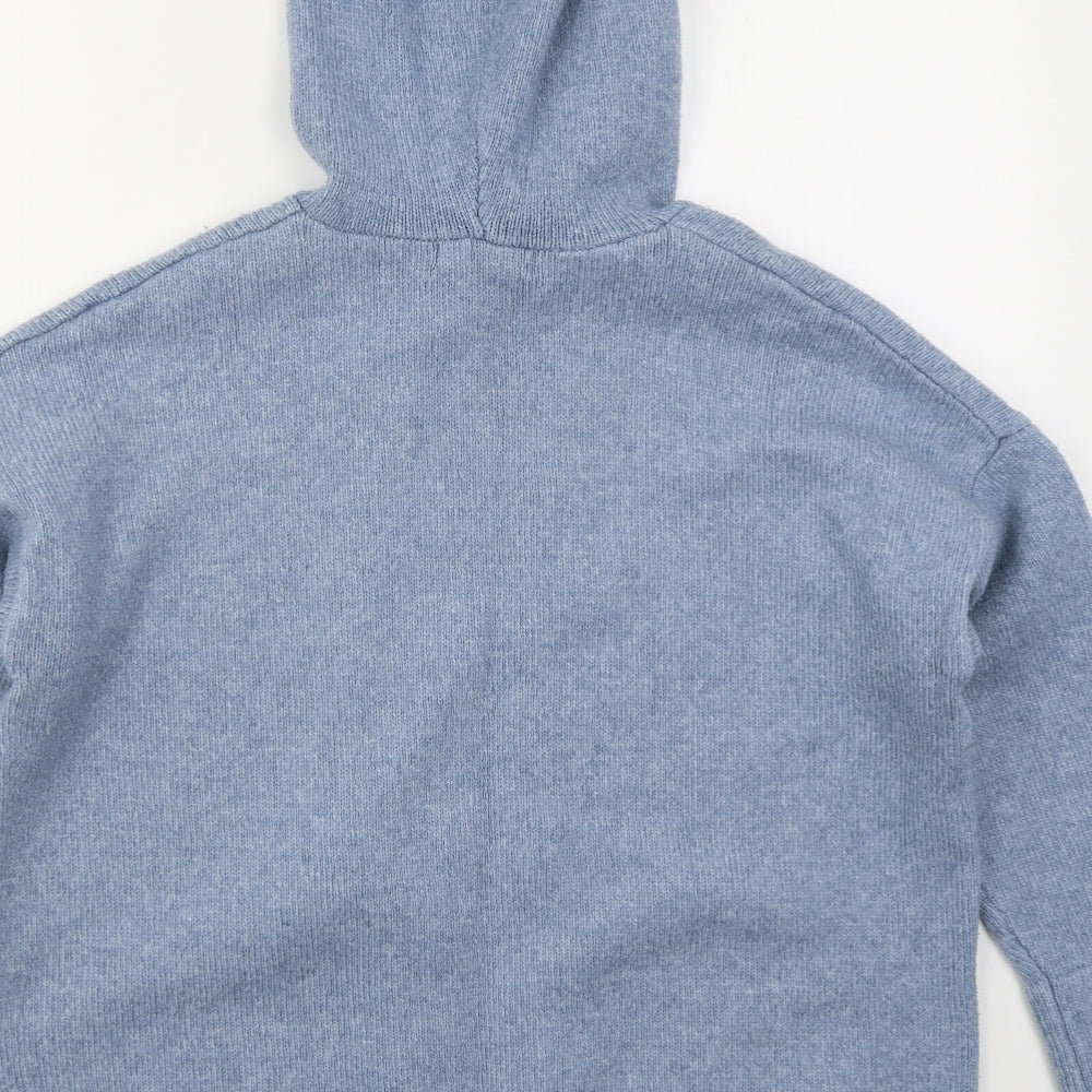 H&M Womens Blue  Acrylic Pullover Hoodie Size L  Pullover