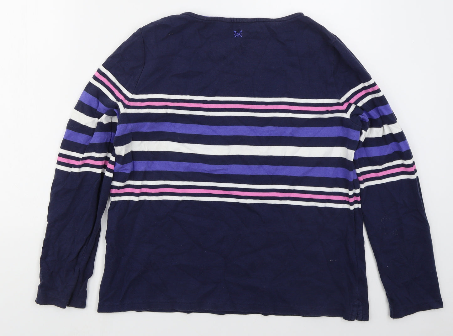 Crew Clothing Womens Blue Striped Cotton Basic T-Shirt Size 16 Boat Neck
