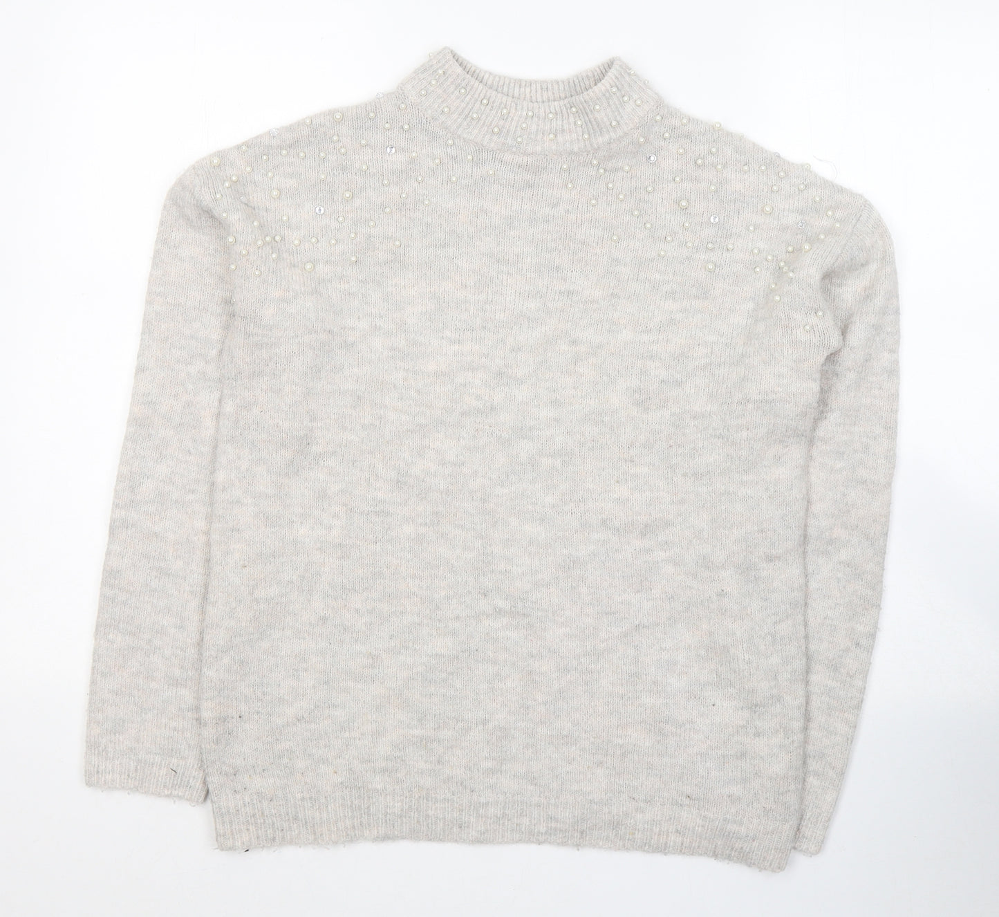 NEXT Womens Grey Round Neck  Acrylic Pullover Jumper Size 10