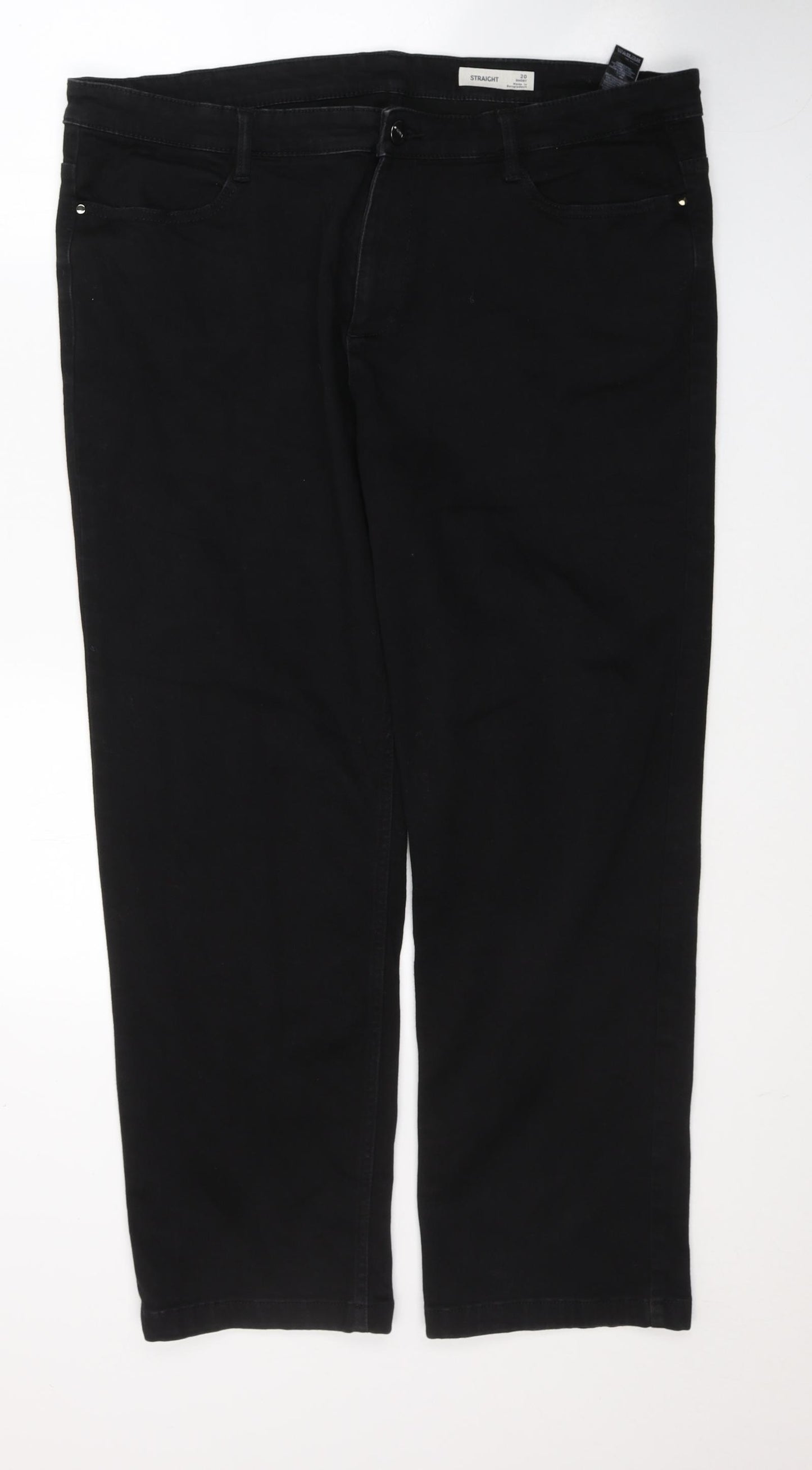 Marks and Spencer Womens Black  Cotton Straight Jeans Size 20 L27 in Regular Button - Short