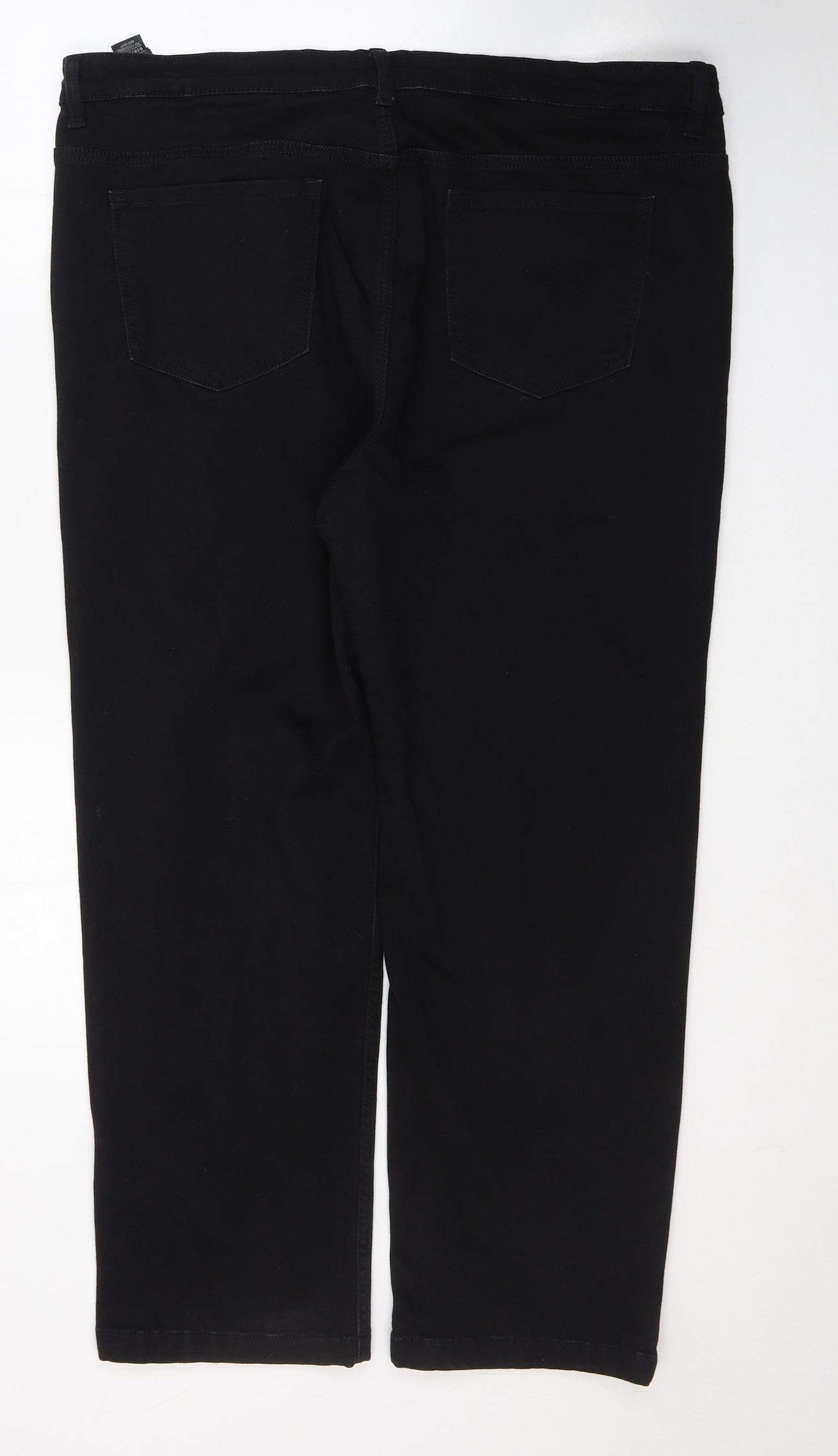 Marks and Spencer Womens Black  Cotton Straight Jeans Size 20 L27 in Regular Button - Short
