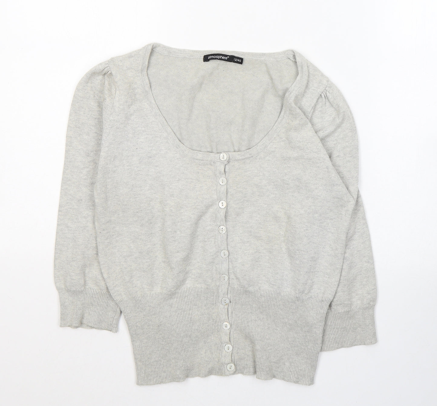 Atmosphere Womens Grey Round Neck  Acrylic Cardigan Jumper Size 12