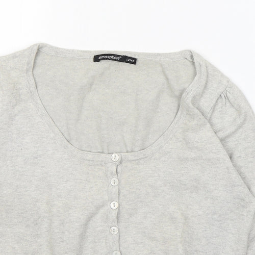 Atmosphere Womens Grey Round Neck  Acrylic Cardigan Jumper Size 12