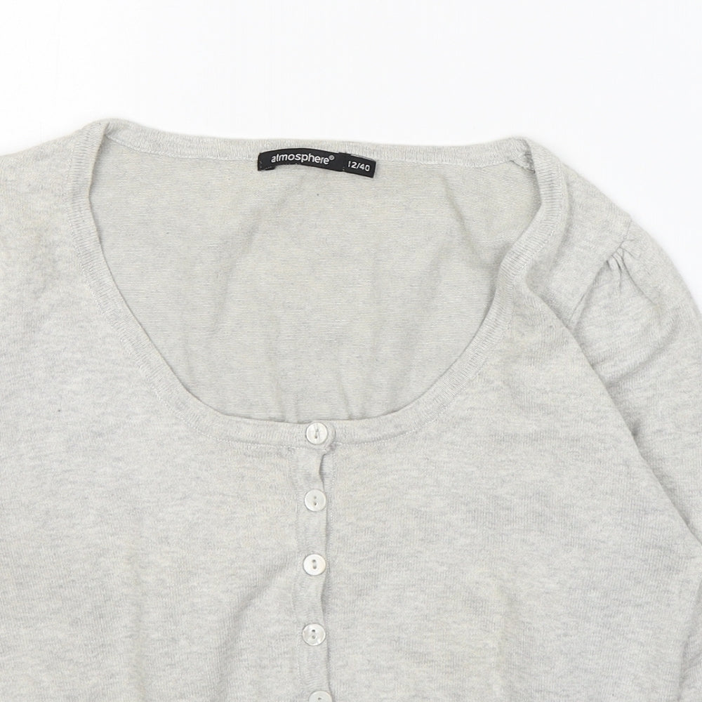 Atmosphere Womens Grey Round Neck  Acrylic Cardigan Jumper Size 12