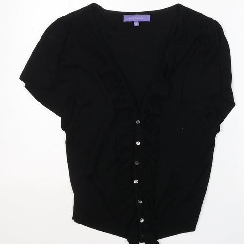Autonomy Womens Black V-Neck  Cotton Cardigan Jumper Size 12