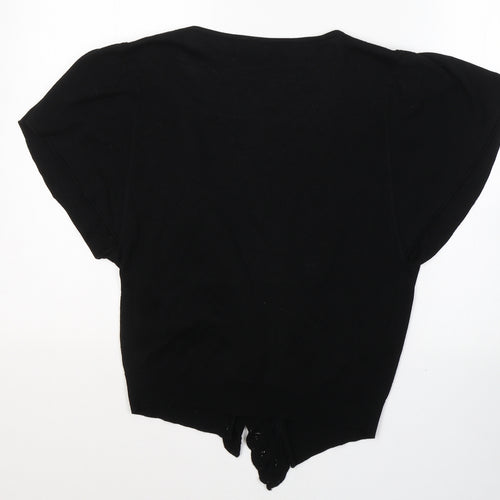 Autonomy Womens Black V-Neck  Cotton Cardigan Jumper Size 12