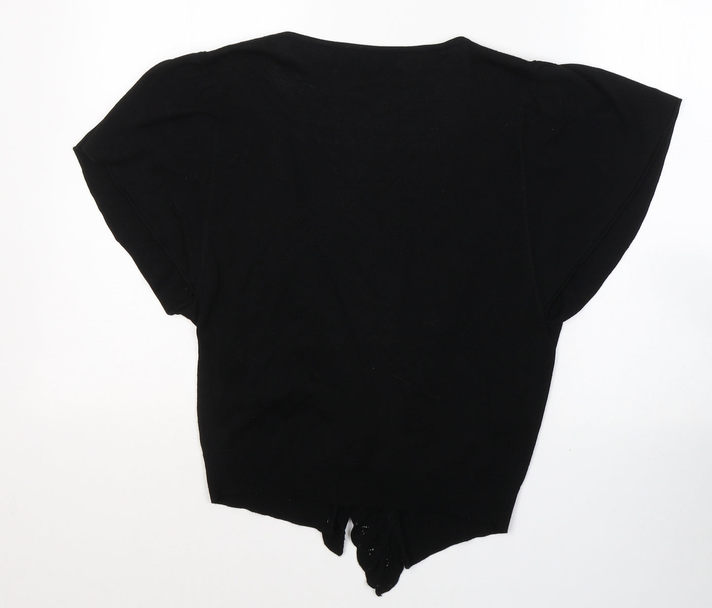 Autonomy Womens Black V-Neck  Cotton Cardigan Jumper Size 12