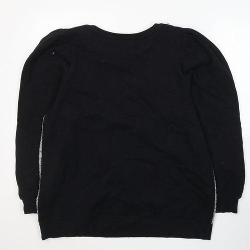 River Island Womens Black Round Neck  Cotton Pullover Jumper Size L