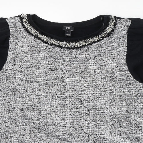 River Island Womens Black Round Neck  Cotton Pullover Jumper Size L