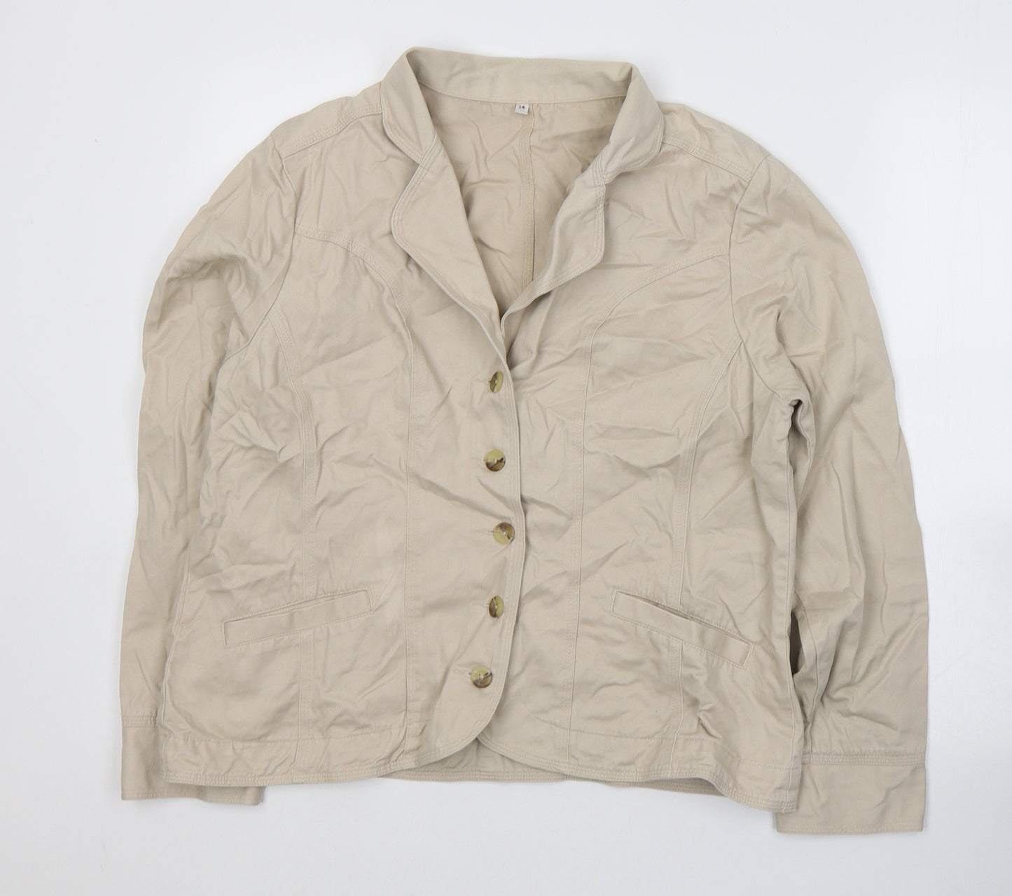 EWM Womens Beige   Trench Coat Coat Size 14  Button
