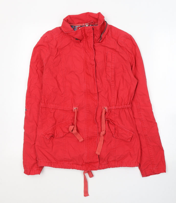 Denim & Co. Womens Red Jacket Coat Size 10 Zip