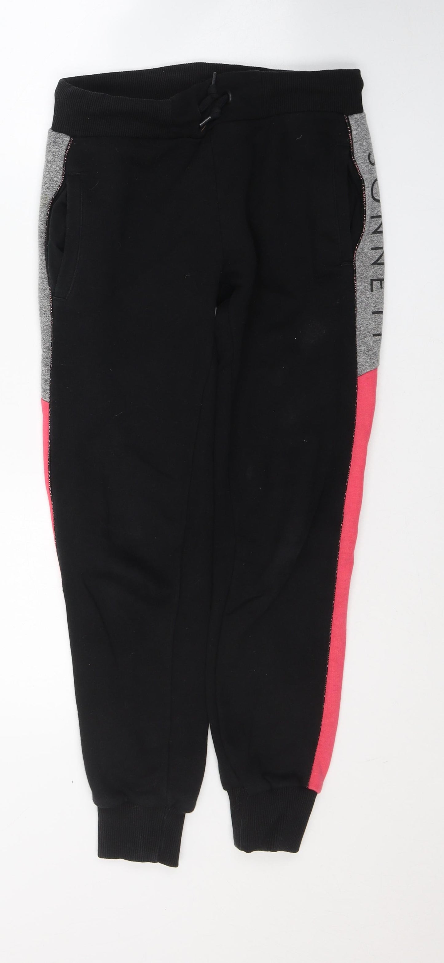 Sonneti Girls Black Colourblock Cotton Sweatpants Trousers Size 12-13 Years  Regular Tie