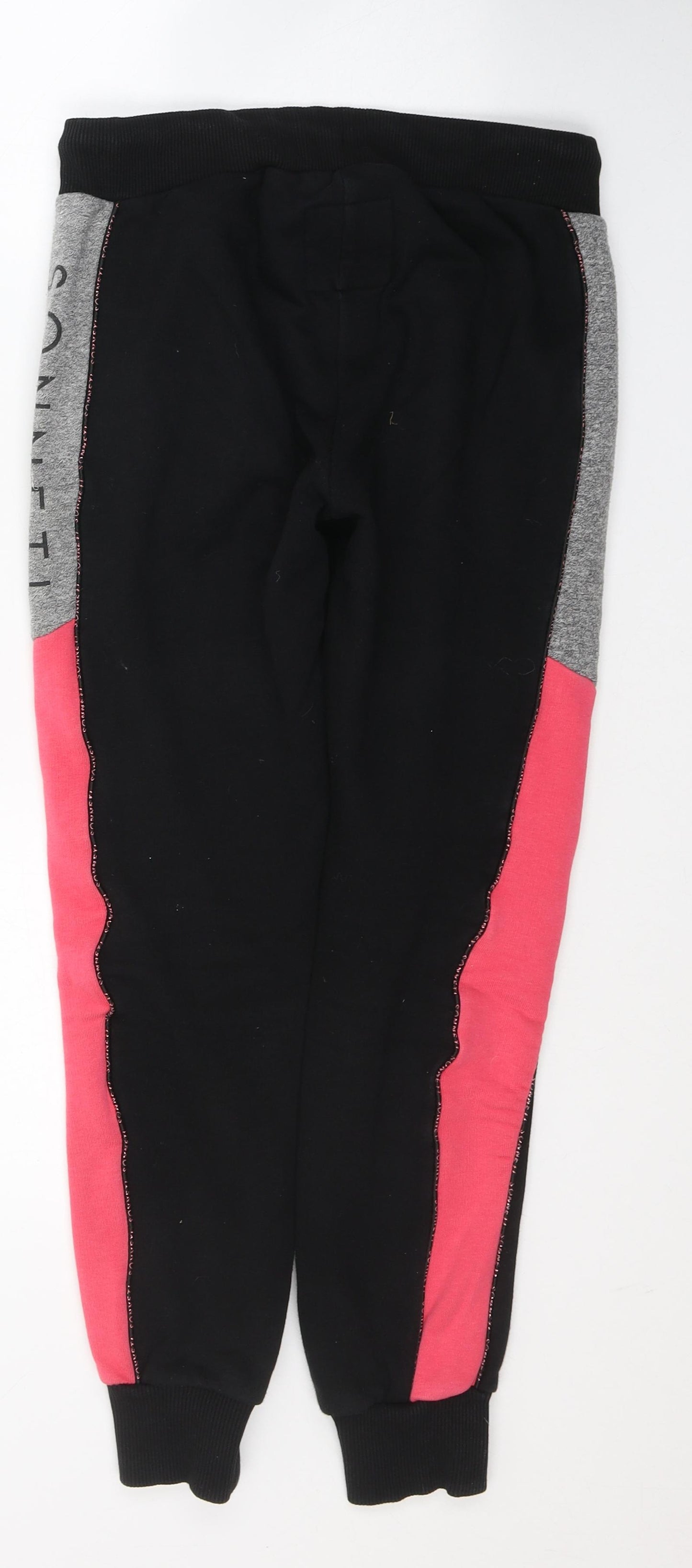 Sonneti Girls Black Colourblock Cotton Sweatpants Trousers Size 12-13 Years  Regular Tie