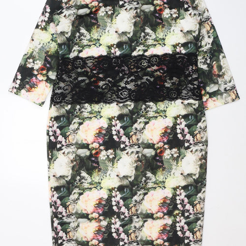 VERY  Womens Multicoloured Floral Polyester A-Line  Size 10  Round Neck Zip