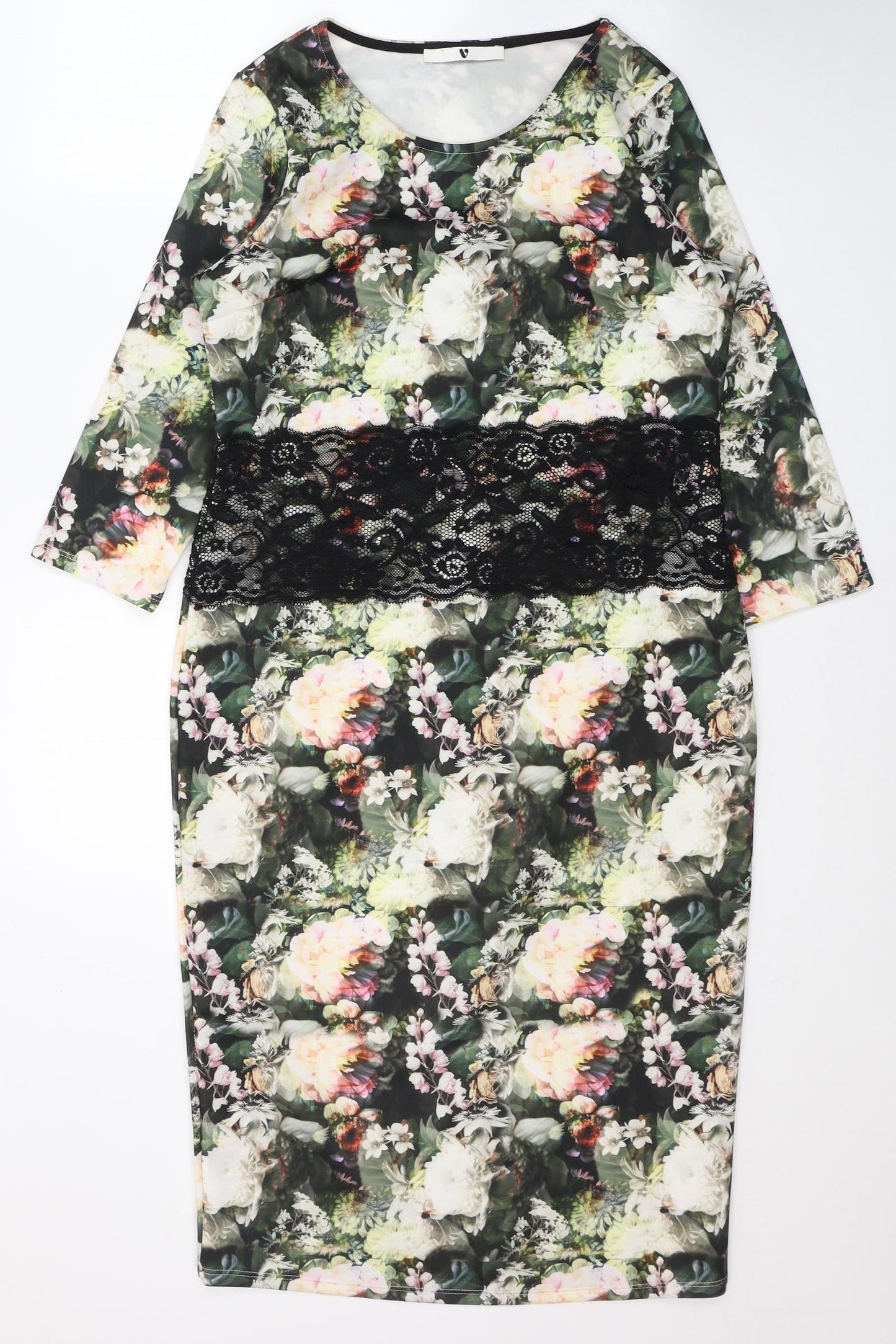 VERY  Womens Multicoloured Floral Polyester A-Line  Size 10  Round Neck Zip