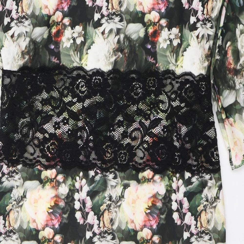 VERY  Womens Multicoloured Floral Polyester A-Line  Size 10  Round Neck Zip